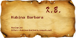 Kubina Barbara névjegykártya